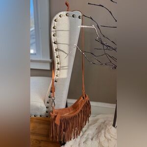 Street Level Genuine Leather Fringe Cognac Purse